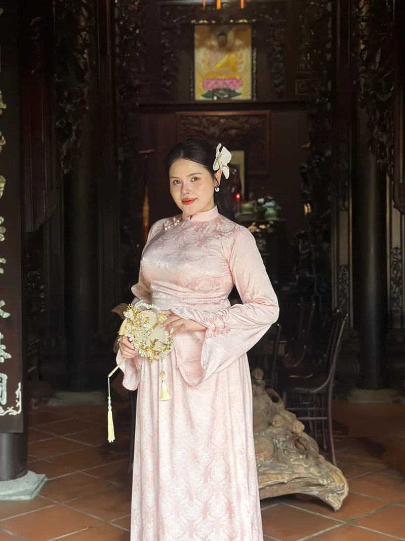 TÚ - Áo Dài Cưới Bigsize Lụa Hồng