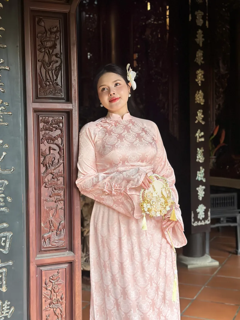 TÚ - Áo Dài Cưới Bigsize Lụa Hồng