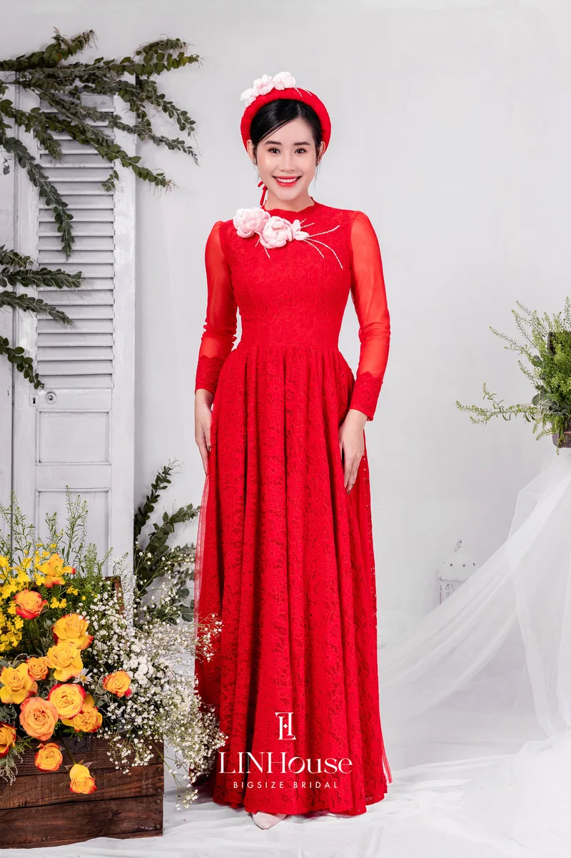 DAO - Áo Dài Cưới Bigsize Ren Đỏ