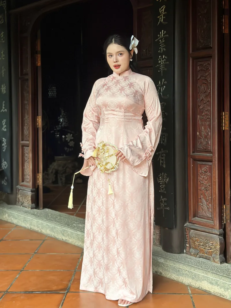 TÚ - Áo Dài Cưới Bigsize Lụa Hồng