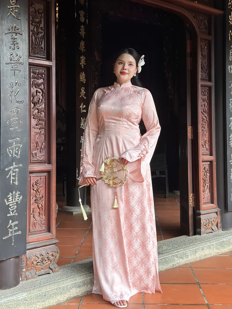 TÚ - Áo Dài Cưới Bigsize Lụa Hồng
