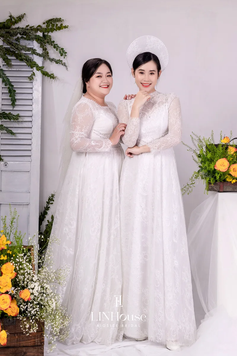 QUỲNH - Áo Dài Cưới Bigsize Ren Trắng