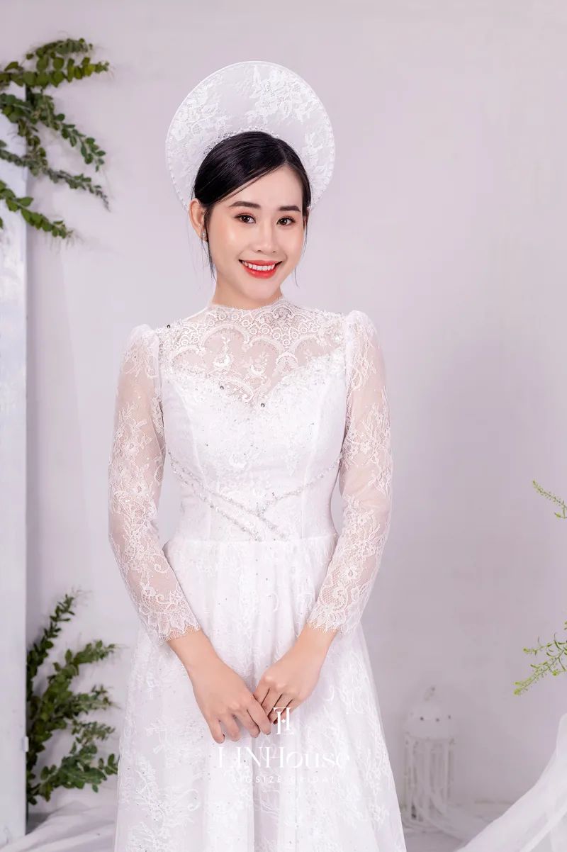 QUỲNH - Áo Dài Cưới Bigsize Ren Trắng