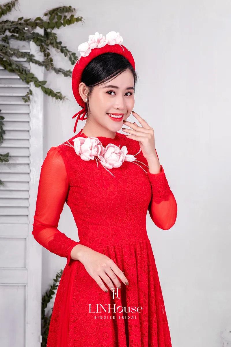 DAO - Áo Dài Cưới Bigsize Ren Đỏ