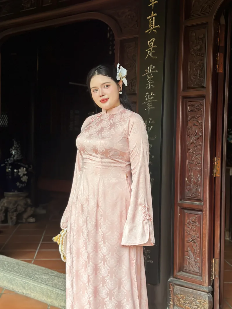 TÚ - Áo Dài Cưới Bigsize Lụa Hồng